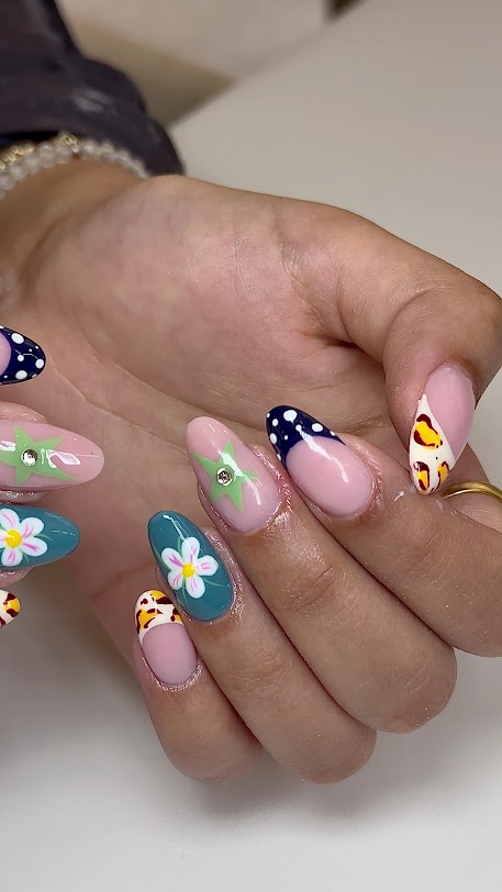 Builder gel nail set in blush pink